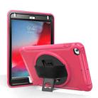 For iPad mini (2019) & mini 4 360 Degree Rotation PC+TPU Protective Cover with Holder & Hand Strap(Rose Red) - 1