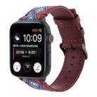 Ethnic Leather Watch Band For Apple Watch Series 7 45mm / 6 & SE & 5 & 4 44mm / 3 & 2 & 1 42mm(Wine Red) - 3