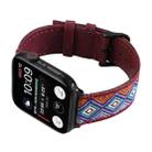 Ethnic Leather Watch Band For Apple Watch Series 7 45mm / 6 & SE & 5 & 4 44mm / 3 & 2 & 1 42mm(Wine Red) - 4