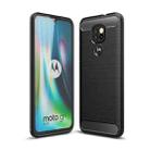 For Motorola Moto G9 Play Brushed Texture Carbon Fiber TPU Case(Black) - 1