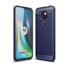 For Motorola Moto G9 Play Brushed Texture Carbon Fiber TPU Case(Navy Blue) - 1