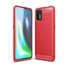 For Motorola Moto G9 Plus Brushed Texture Carbon Fiber TPU Case(Red) - 1