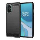 For OnePlus 8T Brushed Texture Carbon Fiber TPU Case(Black) - 1