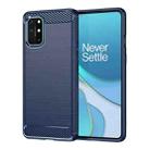 For OnePlus 8T Brushed Texture Carbon Fiber TPU Case(Navy Blue) - 1