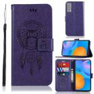 For Huawei P smart 2021 Wind Chime Owl Embossing Pattern Horizontal Flip Leather Case, with Holder & Card Slots & Wallet(Purple) - 1