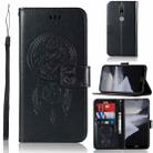 For Nokia 2.4 Wind Chime Owl Embossing Pattern Horizontal Flip Leather Case, with Holder & Card Slots & Wallet(Black) - 1