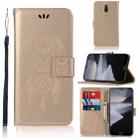 For Nokia 2.4 Wind Chime Owl Embossing Pattern Horizontal Flip Leather Case, with Holder & Card Slots & Wallet(Gold) - 1