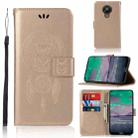 For Nokia 3.4 Wind Chime Owl Embossing Pattern Horizontal Flip Leather Case, with Holder & Card Slots & Wallet(Gold) - 1