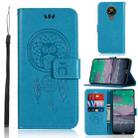 For Nokia 3.4 Wind Chime Owl Embossing Pattern Horizontal Flip Leather Case, with Holder & Card Slots & Wallet(Blue) - 1