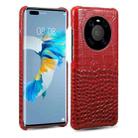 For Huawei Mate 40 Pro Head-layer Cowhide Leather Crocodile Texture Protective Case(Red) - 1