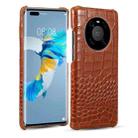 For Huawei Mate 40 Pro Head-layer Cowhide Leather Crocodile Texture Protective Case(Brown) - 1