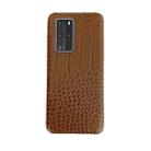 For Huawei P40 Head-layer Cowhide Leather Crocodile Texture Protective Case(Brown) - 1