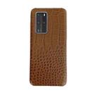 For Huawei P40 Pro Head-layer Cowhide Leather Crocodile Texture Protective Case(Brown) - 1