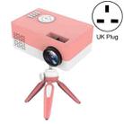 J15 1920 x 1080P HD Household Mini LED Projector with Tripod Mount Support AV / HDMI x 1 / USB x1 / TF x 1, Plug Type:UK Plug(Pink White) - 1