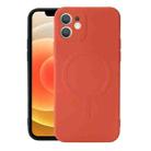 For iPhone 12 mini Liquid Silicone Full Coverage Shockproof Magsafe Case (Orange) - 1