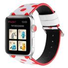 Fashion Wave Dot Series Leather Watch Band For Apple Watch Ultra 49mm / Series 8&7 45mm / SE 2&6&SE&5&4 44mm / 3&2&1 42mm(Red Wave Dots On White) - 1