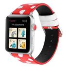 Fashion Wave Dot Series Leather Watch Band For Apple Watch Ultra 49mm / Series 8&7 45mm / SE 2&6&SE&5&4 44mm / 3&2&1 42mm(White Waves Dot Red Background) - 1
