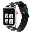 Fashion Wave Dot Series Leather Watch Band For Apple Watch Series 9&8&7 41mm / SE 3&SE 2&6&SE&5&4 40mm / 3&2&1 38mm(White Waves On Black) - 1