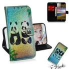 For Sony Xperia L3 Colored Drawing Pattern Colorful Magnetic Buckle Horizontal Flip PU Leather Case with Holder & Card Slots & Wallet & Lanyard(Two Pandas) - 1