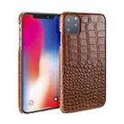 For iPhone 11 Head-layer Cowhide Leather Crocodile Texture Protective Case (Brown) - 1
