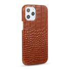 Head-layer Cowhide Leather Crocodile Texture Protective Case For iPhone 12 / 12 Pro(Brown) - 2