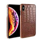 Head-layer Cowhide Leather Crocodile Texture Protective Case For iPhone XS Max(Brown) - 1