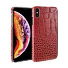 Head-layer Cowhide Leather Crocodile Texture Protective Case For iPhone X / XS(Red) - 1