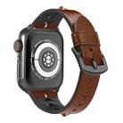 Fish Bone Leather Watch Band For Apple Watch Series 8&7 41mm / SE 2&6&SE&5&4 40mm / 3&2&1 38mm(Dark Brown Wax) - 1
