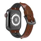 Fish Bone Leather Watch Band For Apple Watch Series 8&7 45mm / SE 2&6&SE&5&4 44mm / 3&2&1 42mm(Dark Brown Wax) - 1