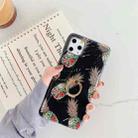 For iPhone 12 mini Gilding Pineapple Pattern Soft TPU Protective Case with Ring Holder (Black) - 2