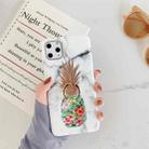 For iPhone iPhone 12 / 12 Pro Gilding Pineapple Pattern Soft TPU Protective Case with Ring Holder(White) - 1