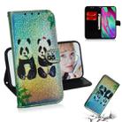 Colored Drawing Pattern Colorful Magnetic Buckle Horizontal Flip PU Leather Case with Holder & Card Slots & Wallet & Lanyard For Galaxy A40(Two Pandas) - 1