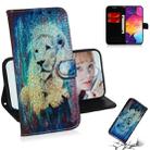 Colored Drawing Pattern Colorful Magnetic Buckle Horizontal Flip PU Leather Case with Holder & Card Slots & Wallet & Lanyard For Galaxy A50(White Lion) - 1