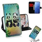 Colored Drawing Pattern Colorful Magnetic Buckle Horizontal Flip PU Leather Case with Holder & Card Slots & Wallet & Lanyard For Galaxy S10(Two Pandas) - 1