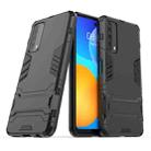 For Huawei P smart 2021 PC + TPU Shockproof Protective Case with Holder(Black) - 1