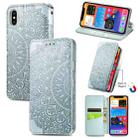 For iPhone X / XS Blooming Mandala Embossed Pattern Magnetic Horizontal Flip Leather Case with Holder & Card Slots & Wallet(Grey) - 1