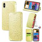For iPhone X / XS Blooming Mandala Embossed Pattern Magnetic Horizontal Flip Leather Case with Holder & Card Slots & Wallet(Yellow) - 1