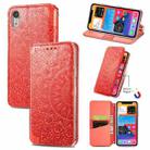 For iPhone XR Blooming Mandala Embossed Pattern Magnetic Horizontal Flip Leather Case with Holder & Card Slots & Wallet(Orange) - 1