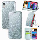 For iPhone XR Blooming Mandala Embossed Pattern Magnetic Horizontal Flip Leather Case with Holder & Card Slots & Wallet(Grey) - 1