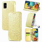Blooming Mandala Embossed Pattern Magnetic Horizontal Flip Leather Case with Holder & Card Slots & Wallet For Samsung Galaxy A51(Yellow) - 1