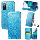 Blooming Mandala Embossed Pattern Magnetic Horizontal Flip Leather Case with Holder & Card Slots & Wallet For Samsung Galaxy S20 FE(Blue) - 1