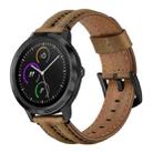 For Garmin Vivoactive3 / Vivomove HR Double Keel Watch Band(Dark Brown Crazy Horse) - 1