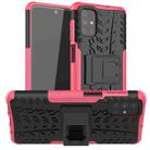 For Samsung Galaxy M51 Tire Texture Shockproof TPU+PC Protective Case with Holder(Pink) - 1
