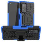 For Xiaomi Mi 10T / 10T Pro 5G Tire Texture Shockproof TPU+PC Protective Case with Holder(Blue) - 1