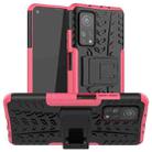 For Xiaomi Mi 10T / 10T Pro 5G Tire Texture Shockproof TPU+PC Protective Case with Holder(Pink) - 1