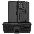 For Motorola Moto G9 Plus Tire Texture Shockproof TPU+PC Protective Case with Holder(Black) - 1