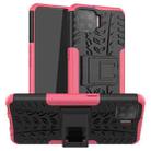 For OPPO F17 Tire Texture Shockproof TPU+PC Protective Case with Holder(Pink) - 1