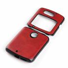 For Motorola Moto Razr 5G Two-color Cowhide Texture Top-grain Leather Shockproof Protective Case(Red) - 1