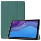 For Lenovo Tab M10 HD 2nd Gen TB-X306 Caster Pattern Horizontal Flip Tablet PC Protective Leather Case with Tri-fold Bracket & Sleep Function(Dark Green) - 1