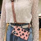 For iPhone 12 mini Leopard Crossbody Shockproof TPU Case with Lanyard (Pink) - 1